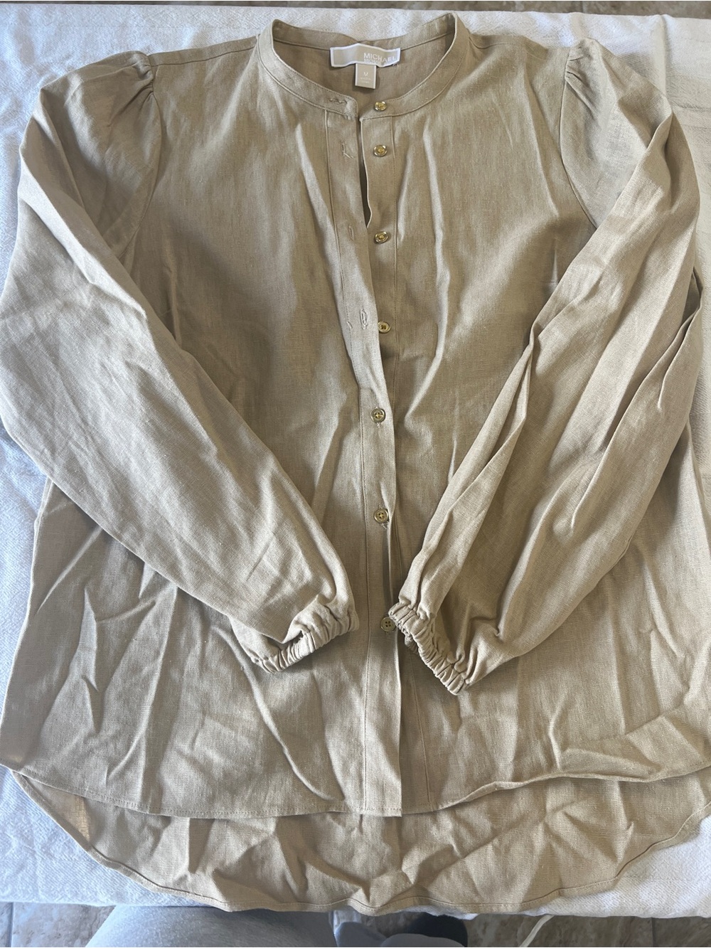 MICHAEL Michael Kors Tan Band-Collar Button-Front Shirt